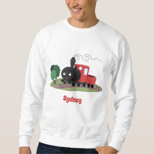 Cute steam train locomotive cartoon illustration sweatshirt