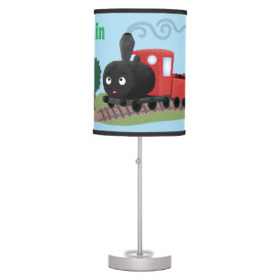 Cute steam train locomotive cartoon illustration table lamp