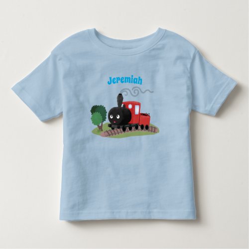 Cute steam train locomotive cartoon illustration toddler t_shirt