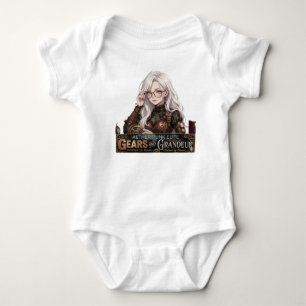 Cute Steampunk Anime Girl Art for Kids and Teens Baby Bodysuit
