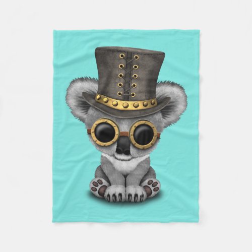 Cute Steampunk Baby Koala Bear Fleece Blanket