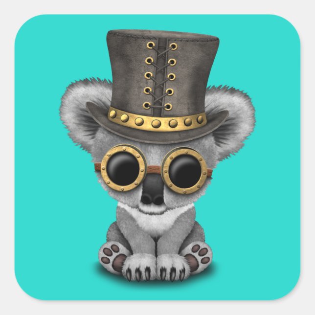 Cute Steampunk Baby Koala Bear Square Sticker (Front)