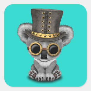 Cute Steampunk Baby Koala Bear Square Sticker