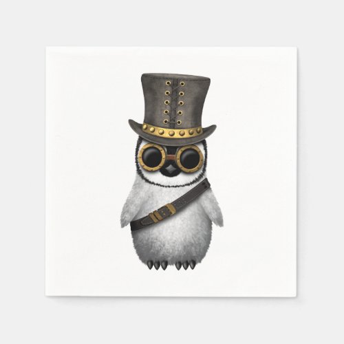 Cute Steampunk Baby Penguin Paper Napkins