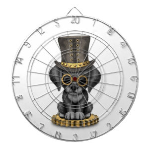 Cute Steampunk Black Lab Puppy Dog, white Dart Board