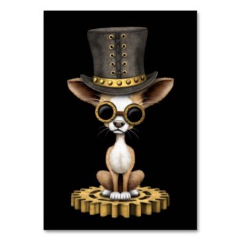 Cute Steampunk Chihuahua Puppy Dog  Black Table Number by crazycreatures at Zazzle