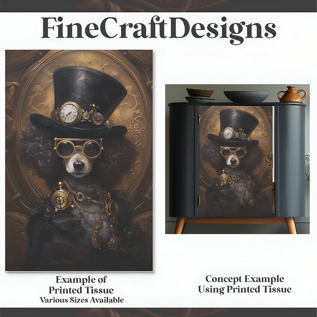 Cute Steampunk Dog In Hat Painting D3R Decoupage Tissue Paper (Creator Uploaded)