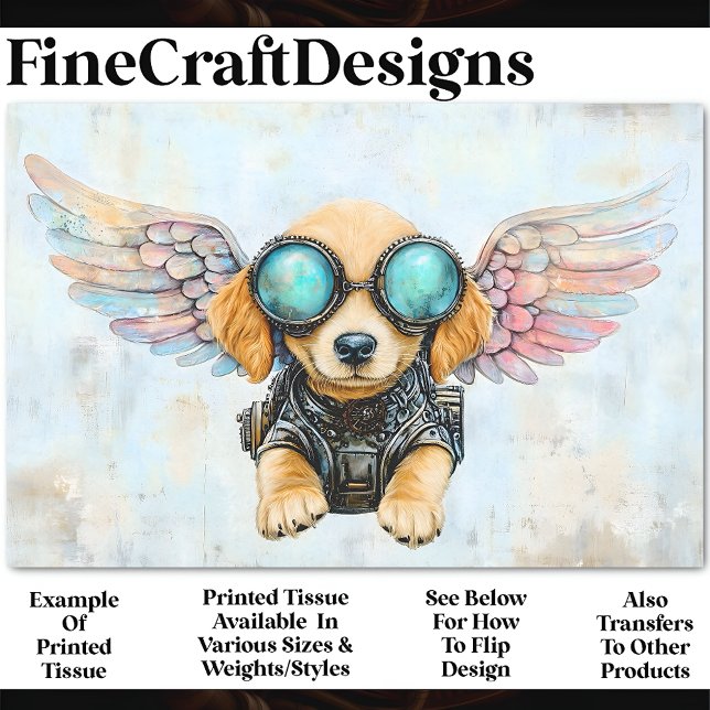 Cute Steampunk Flying Puppy Dog AW3 Decoupage Tissue Paper (Creator Uploaded)