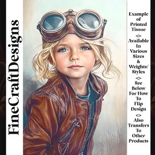 Cute Steampunk Girl Aviator Goggles W9 Decoupage Tissue Paper