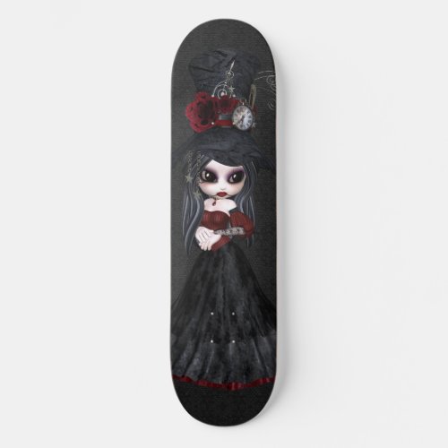 Cute Steampunk Goth Girl Black Skateboard