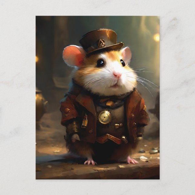 Cute Steampunk Hamster Postcard (Front)