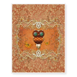 Cute steampunk owl temporary tattoos