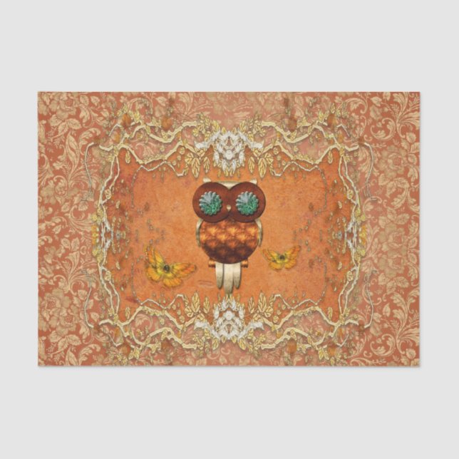 Cute steampunk owl tissue paper (Front)