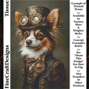 Cute Steampunk Papillon Dog Portrait CQ1 Decoupage Tissue Paper