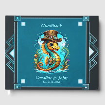 Cute steampunk seahorse with a stylish hat.