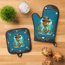 Cute steampunk seahorse with a stylish hat.