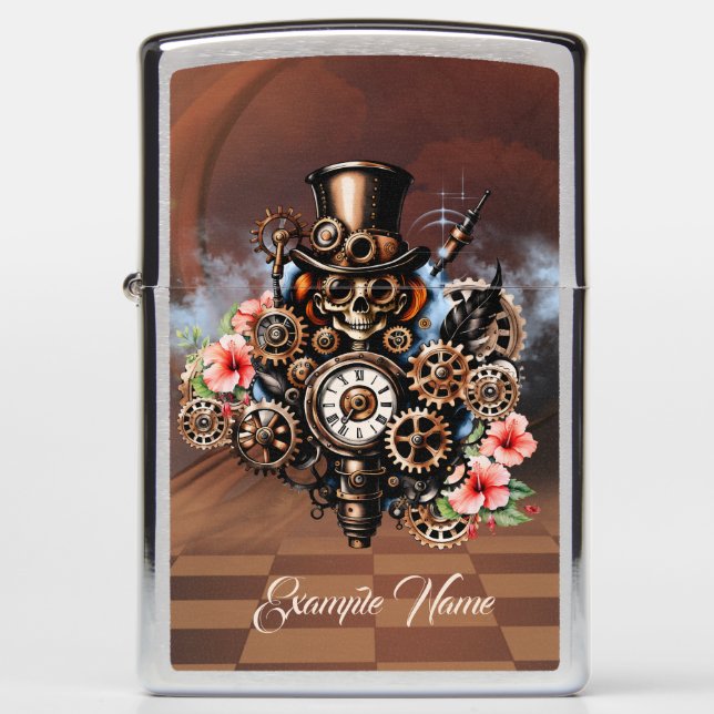 Cute steampunk women  zippo lighter (Front)