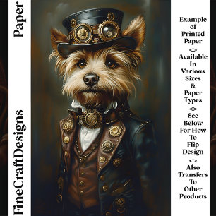 Cute Steampunk Yorkie Portrait CJ1 Scrapbook Paper
