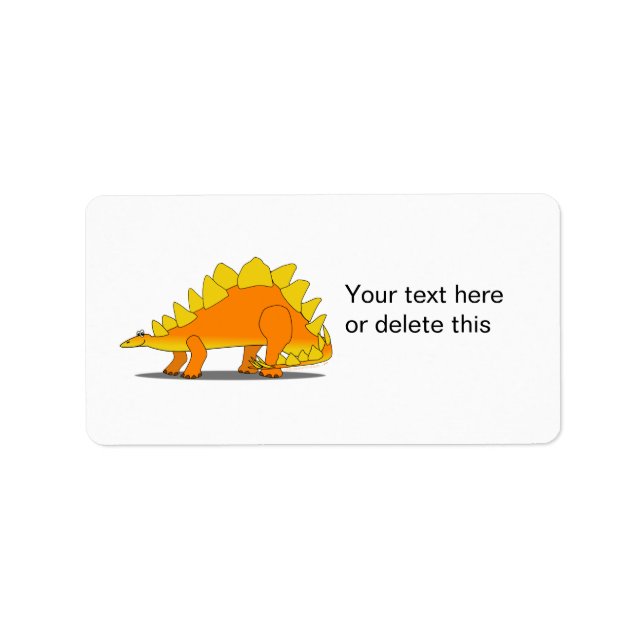 Cute Stegosaurus Dinosaur Cartoon Template Label (Front)