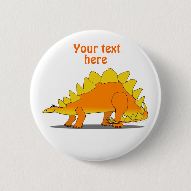 Cute Stegosaurus Dinosaur Cartoon Template Pinback Button (Front)