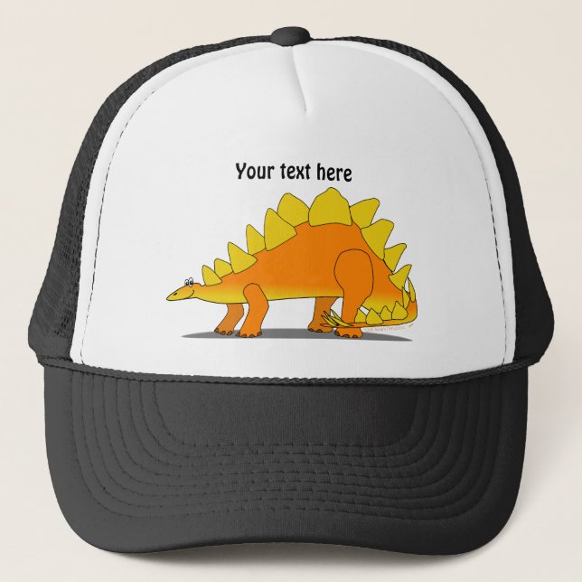 Cute Stegosaurus Dinosaur Cartoon Template Trucker Hat (Front)