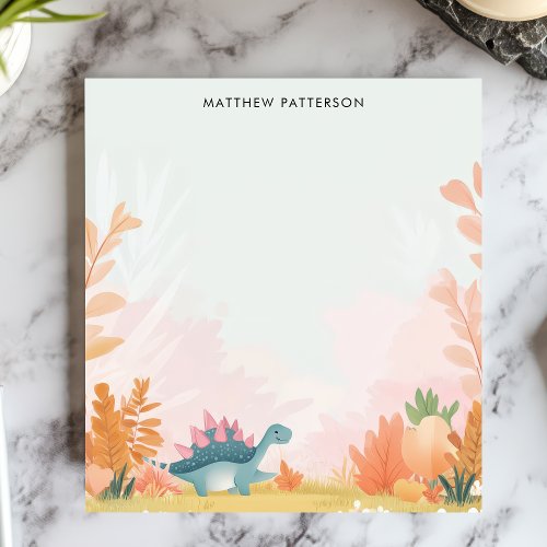 Cute Stegosaurus Dinosaur Kids Personalized Name Notepad