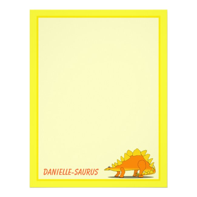 Cute Stegosuar Dinosaur Kids Yellow Personal Paper