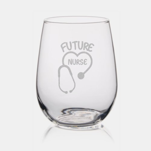 Cute Stethoscope Future Nurse Stemless Wine Glass