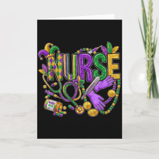 Cute Stethoscope Nurse Mardi Gras Fleur De Lis Bea Card