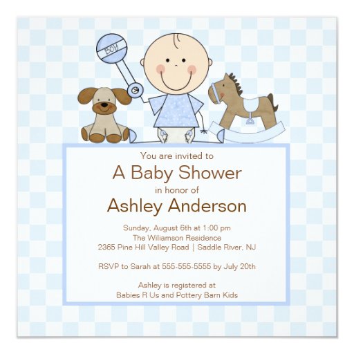 Cute Stick Figure Boy Baby Shower Invitation | Zazzle