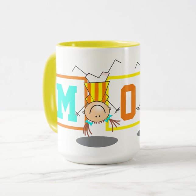 Cute Stick Figure Boy Mug (Front Left)