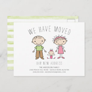 Cute Stick Figure Family Moving Announcement