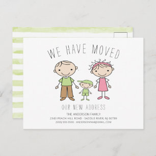 Cute Stick Figure Family Moving Announcement