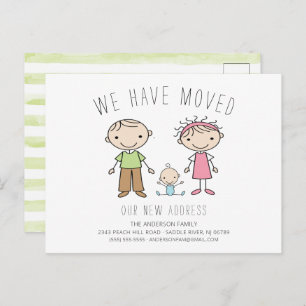 Cute Stick Figure Family Moving Announcement