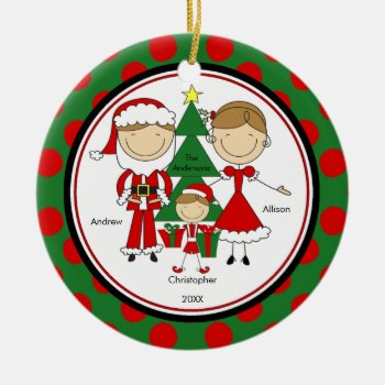 Cute Stick Figure Family Of 3 Christmas Ornament by celebrateitornaments at Zazzle