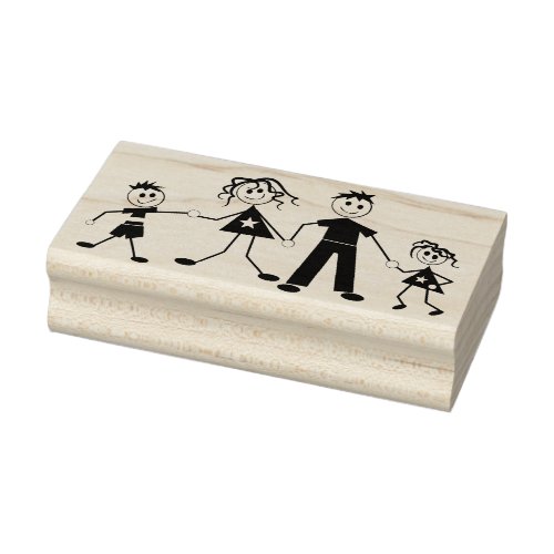 Cute Stick Figure Family Rubber Stamp