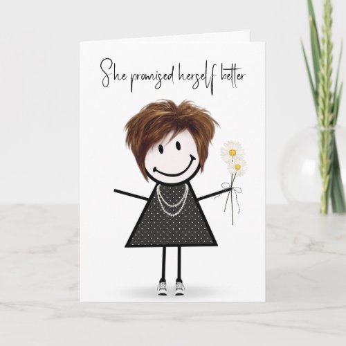 Cute Stick Figure Girl for Friends Birthday Card