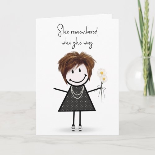 Cute Stick Figure Girl Thinking Of You Card