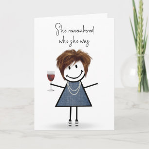 Cute Stick Figure Girl Thinking Of You Card