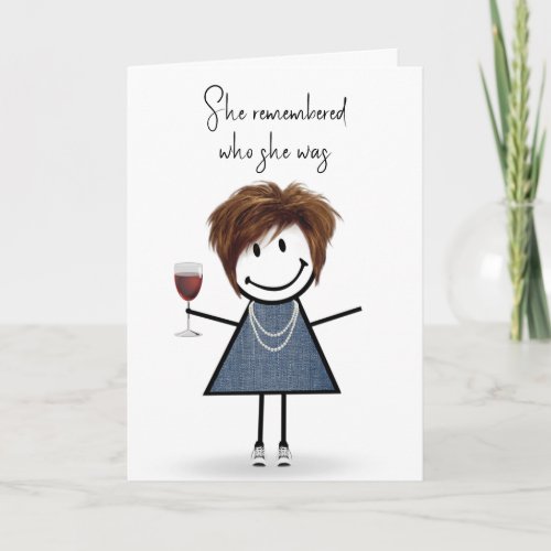 Cute Stick Figure Girl Thinking Of You Card