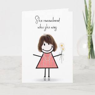 Cute Stick Figure Girl Thinking Of You Card
