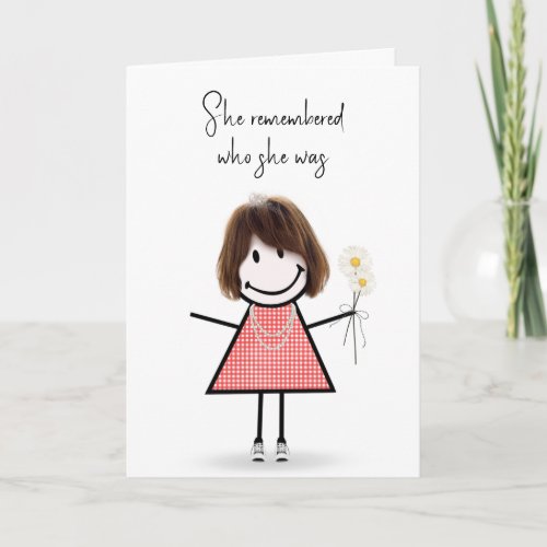 Cute Stick Figure Girl Thinking Of You Card