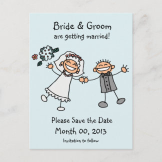 Cute Stick Figure Save the Date Postcards