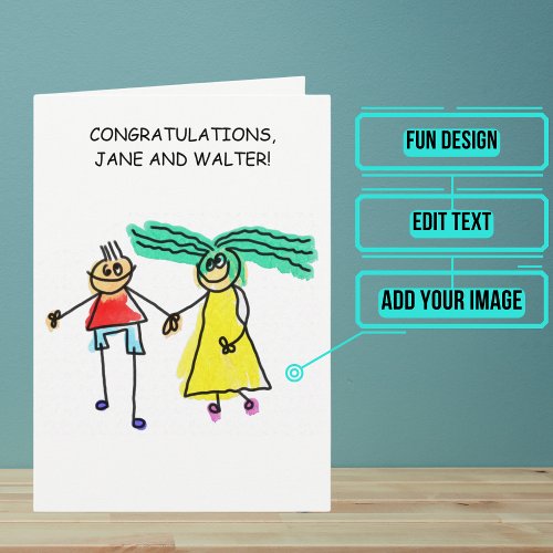 Cute Stick Figure Wedding Day Congratulations Card