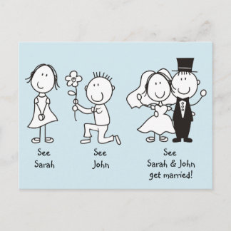Cute Stick Figures Save the Date Postcards