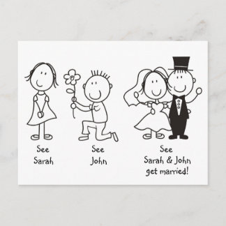 Cute Stick Figures Save the Date Postcards