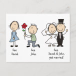Cute Stick Figures Save The Date Postcards at Zazzle