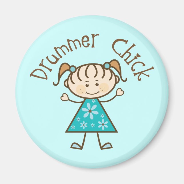 Cute Stick Girl Drummer Chick Magnet (Front)