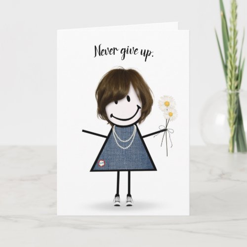 Cute Stick Girl in Denim Dress Card