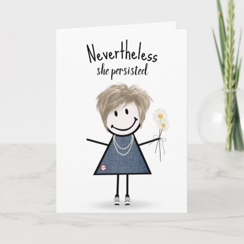 Cute Stick Girl in Denim Dress Inspiration Card